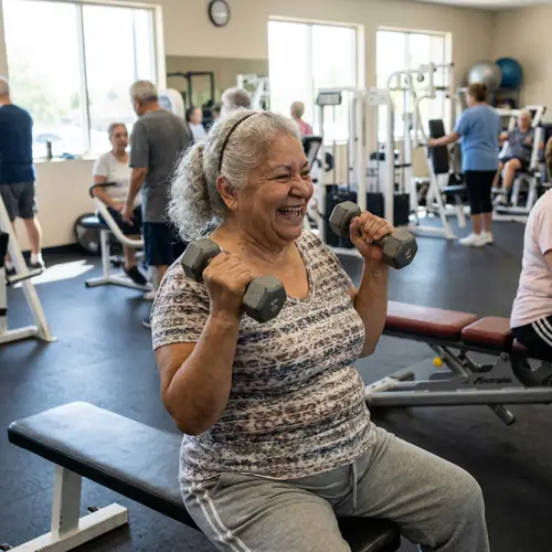 Hispanic Woman Working Out with Dumbbells | Fitness for Seniors