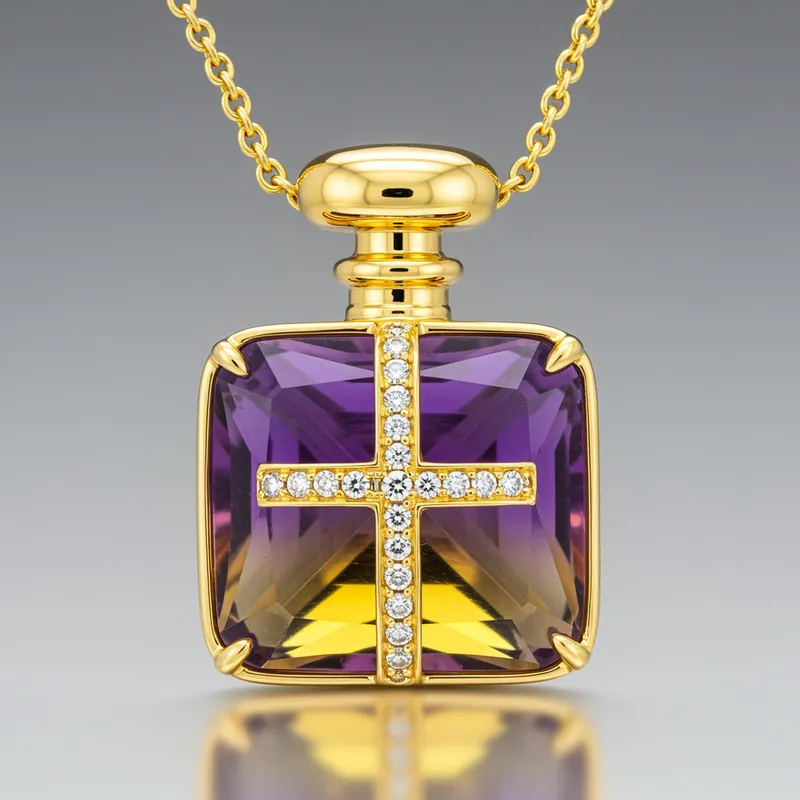 Elegant Purple and Yellow Crystal Pendant Necklace Elegant Purple and Yellow Crystal Pendant Necklace