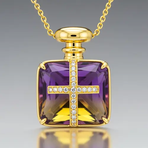 Elegant Purple and Yellow Crystal Pendant Necklace