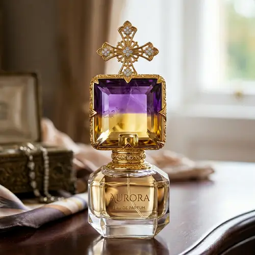 Elegant Purple and Yellow Crystal Pendant Necklace