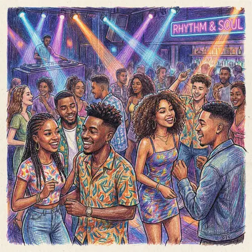 Vibrant Nightclub Scene with Diverse Group of Young Adults