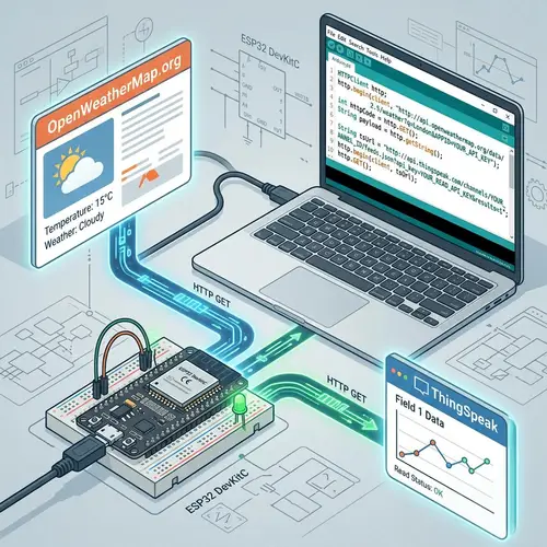 ESP32 HTTP GET Data from OpenWeatherMap & ThingSpeak