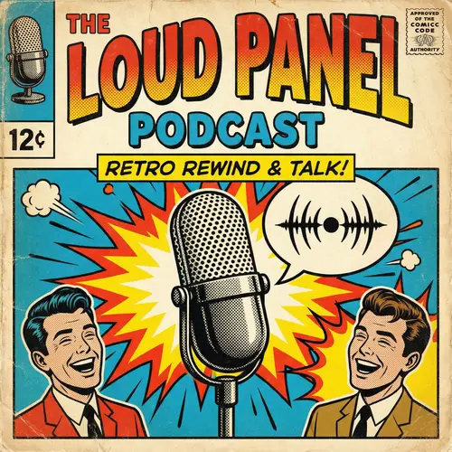 Bold Podcast Cover Art in Retro Comic Style