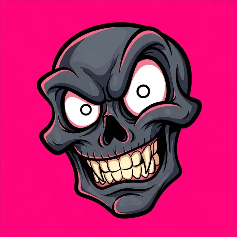 Expressive Cartoon Skull Face Art