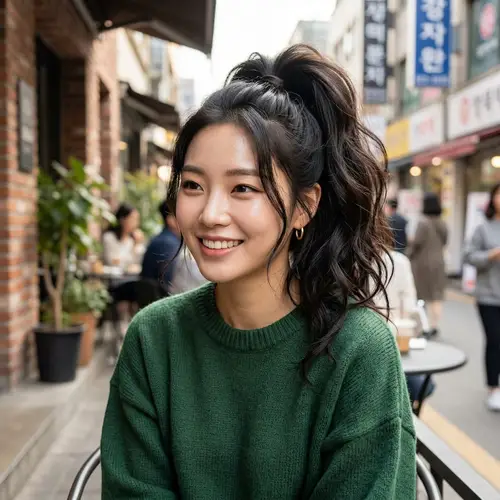Stunning Korean Woman with King Ponytail Hair
