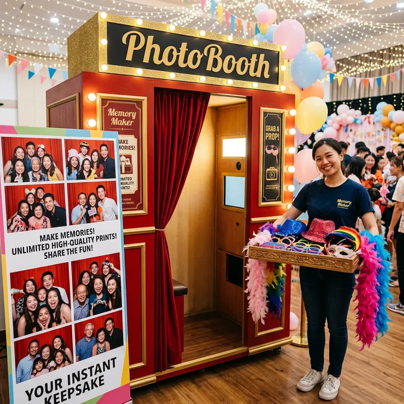 Vibrant Photobooth Advertisement: Classic PhotoBooth Fun