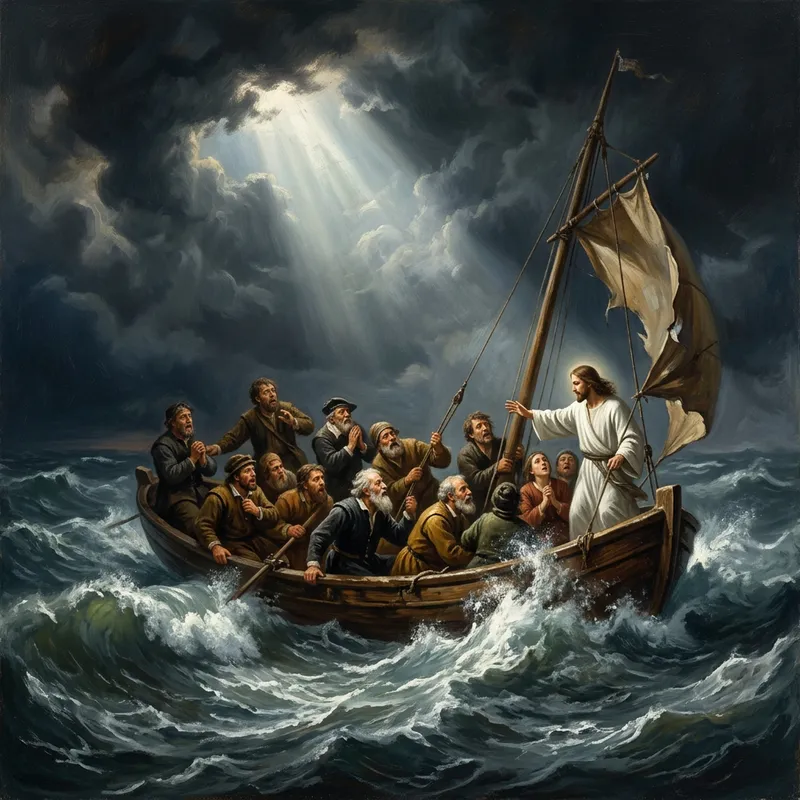 Faithful Digital Painting Inspired by Rembrandt's 'Christ in the Storm'