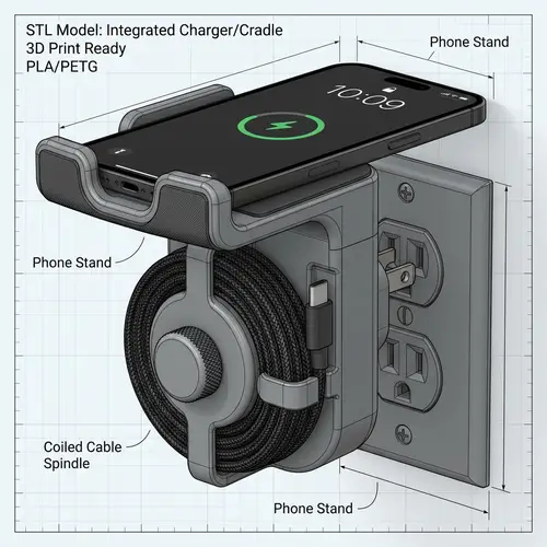 Innovative 3D Printed Mobile Charger Holder Design for Easy Cable Management