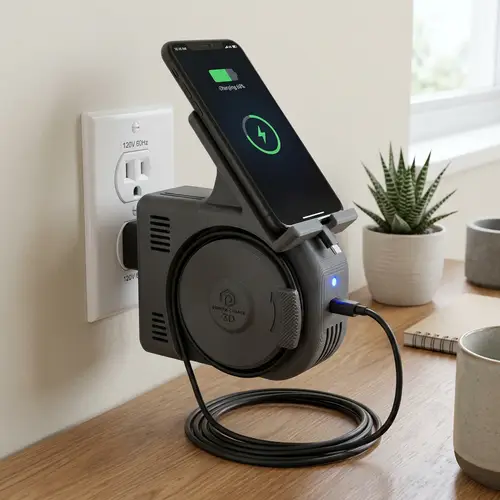 Mobile Phone Charger with Cable Winder for Easy Space-Saving Charging
