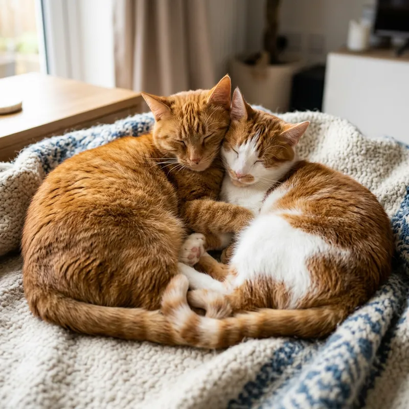 Adorable Cats Snuggling Together Adorable Cats Snuggling Together