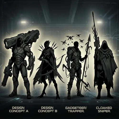 Imaginative Bounty Hunter Silhouettes in Sci-Fi Setting
