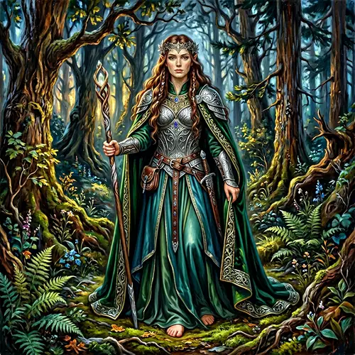 Elven Woman in Mysterious Forest - Fantasy Art