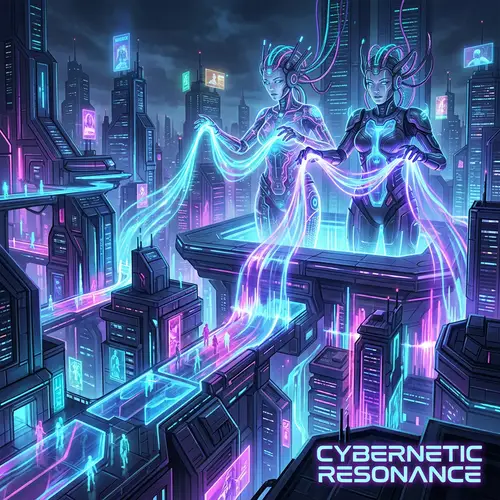 Futuristic Cybernetic City: EDM Album Artwork