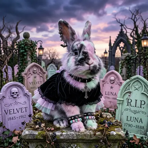 Pastel Goth Rabbit | Unique Style with Dark & Soft Colors