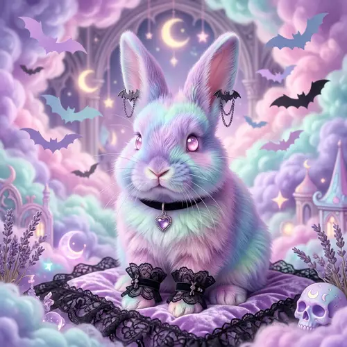 Pastel Goth Rabbit: Adorned in Subculture Fashion