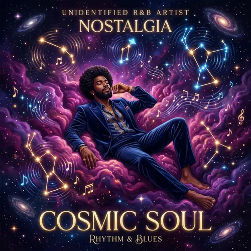 Cosmic R&B Album Artwork: Celestial Scene with Soulful Rhythms