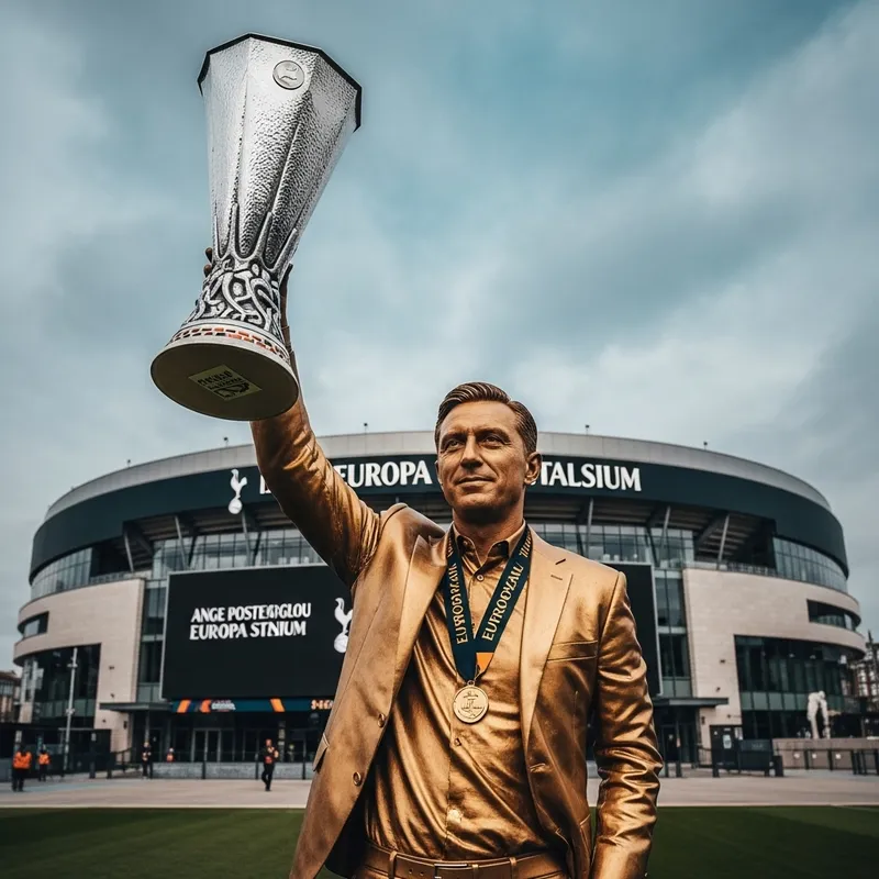 Ange Postecoglou Statue at Tottenham Stadium