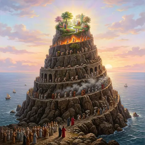 Purgatory Mountain in Dante's Divine Comedy