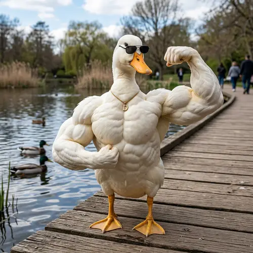 Muscle-Bound Duck: Comedic Display of Robust Physique