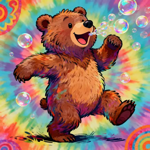Joyful Dancing Bear in Grateful Dead Style