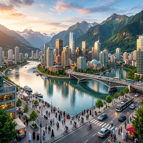 Modern City of Ples Surrounded by Nature | Diverse Community at Dawn