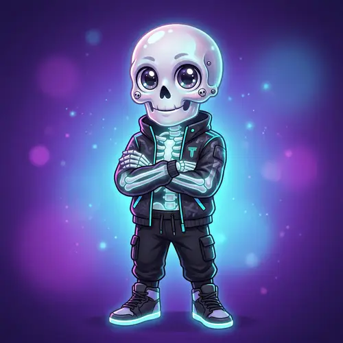 Stylized TikTok Skeleton Avatar for Profile Picture