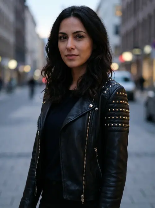 Stylish Black Jacket with Golden Studs