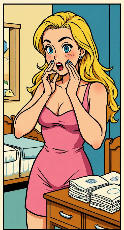 Surprised Mom in Vintage Comic Style Art