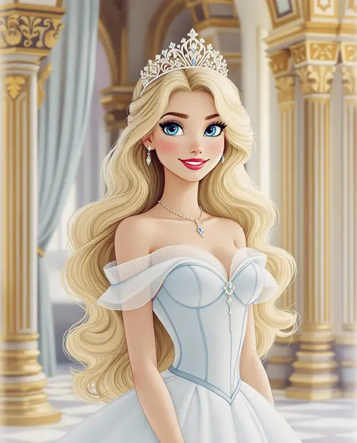 Adorable Teen Princess in Classic Disney Style
