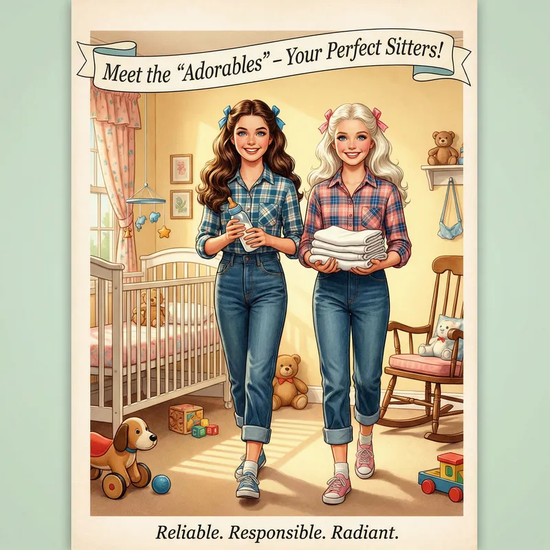 Charming 1950s Style Babysitters in Vintage Nursery