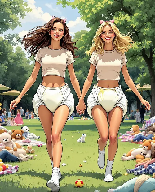 Whimsical Superhero Girls in Comic Style