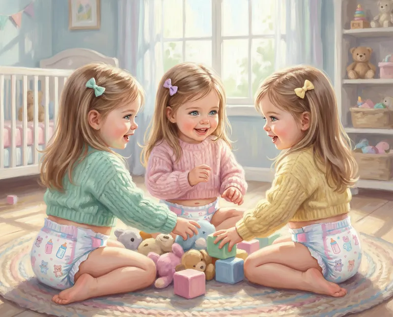 Charming Playful Scene with Toddler Models