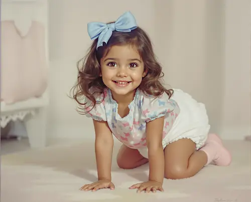 Charming 1970s Baby Photography of a Smiling Girl