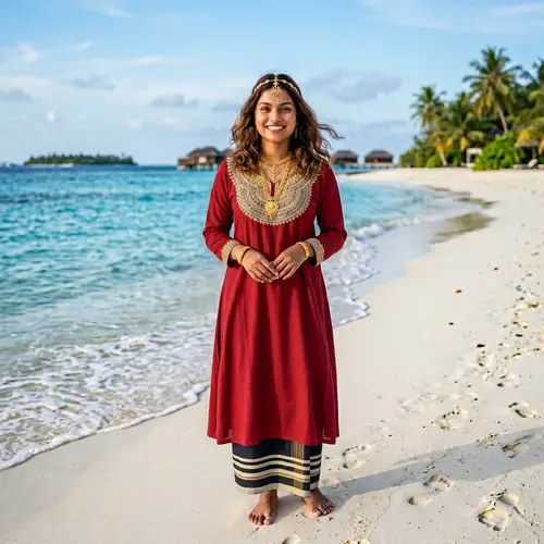 Maldivian Woman in Traditional Libaas | Stunning Scenic Beauty