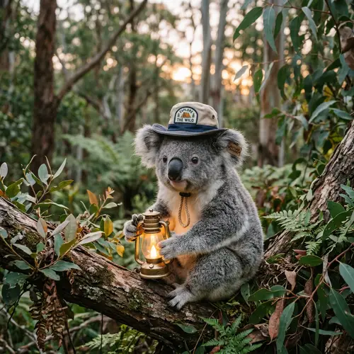 Charming Koala in a Tranquil Woodland Adventure