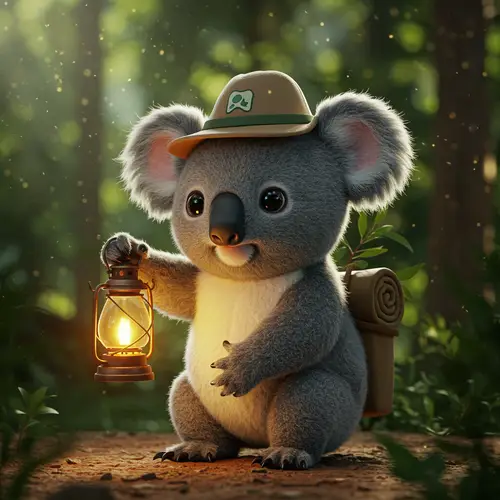 Charming Koala in a Tranquil Woodland Adventure