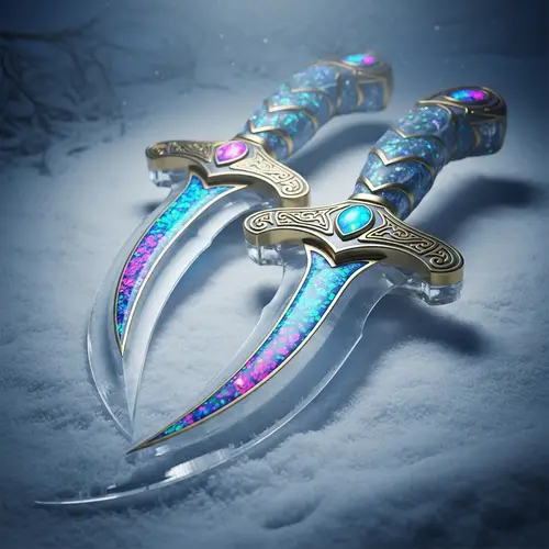 Curved Ice Daggers with Opal Inlays