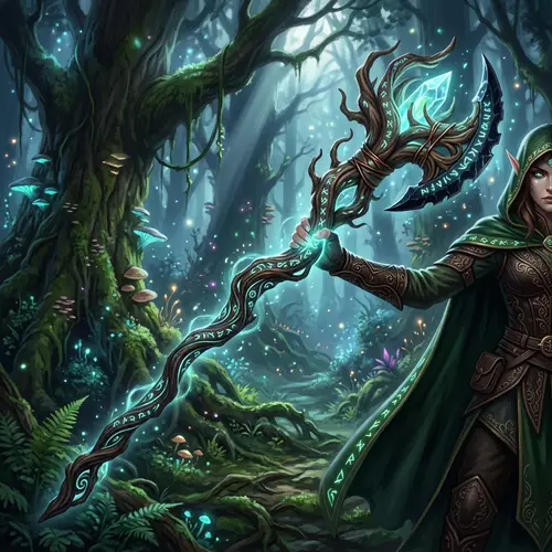 Mystical Oak Branch Fantasy Weapon | Enchanted Forest Art