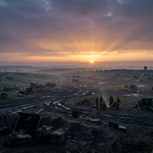 Epic Battlefield at Dawn: A Stunning View