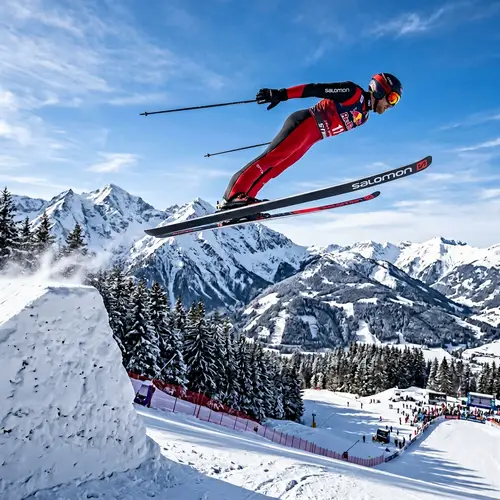 Epic Ski Jump by Athletic Male Skier | 70m Soar