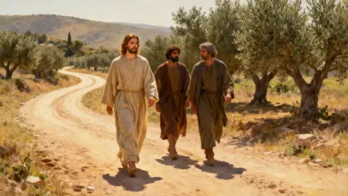 Jesus Walking on the Road to Emaus