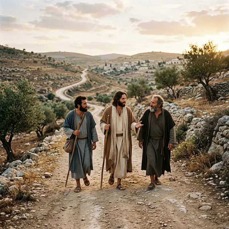 Jesus Walking on the Road to Emaus