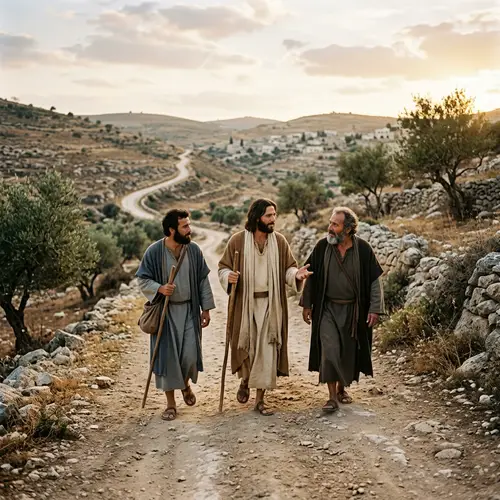 Jesus Walking on the Road to Emaus
