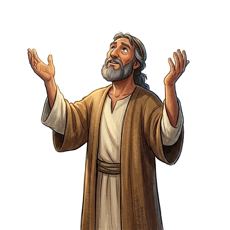 Old Testament Cartoon Character Looking Up Old Testament Cartoon Character Looking Up