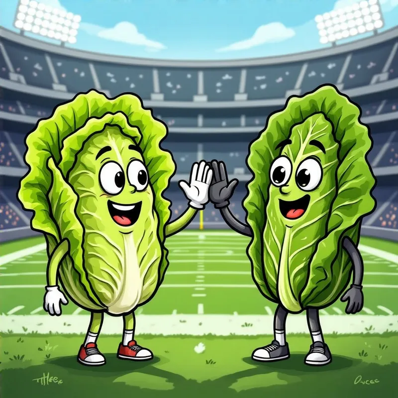 Bibb and Romaine Lettuce High Five in Stadium