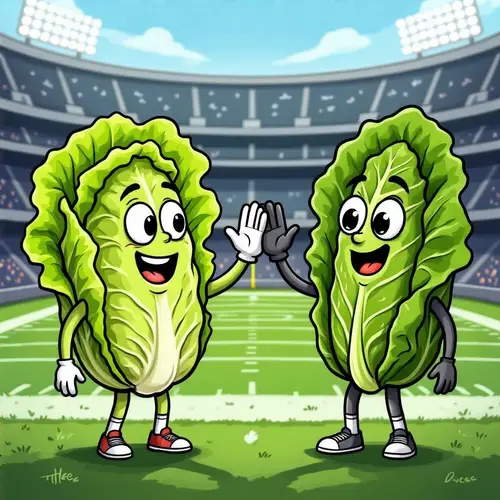 Bibb and Romaine Lettuce High Five in Stadium