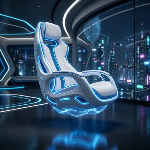 Sleek Sci-Fi Chair with Blue Tints
