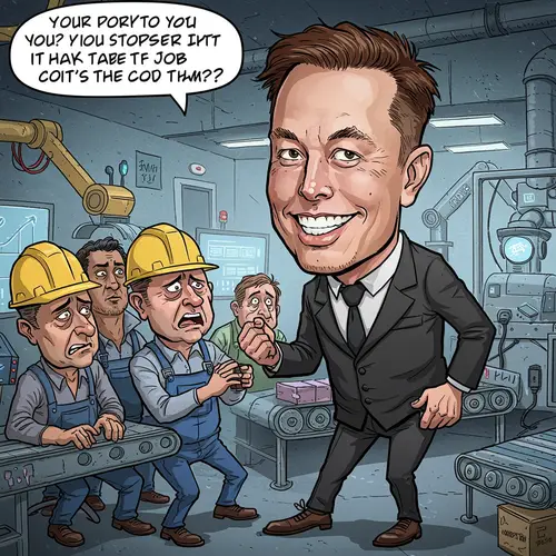 Elon Musk: Immigrant Job Stealer in Cartoon Style