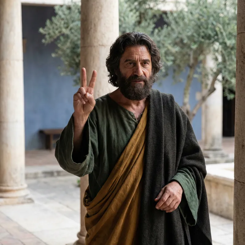 Aristotle Making Peace Sign Pose | Imagined Representation