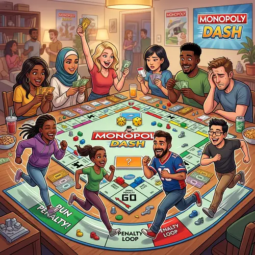 Monopoly Dash Board Game Illustration with Diverse Players